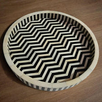Handmade Customized Bone Inlay Round Serving Tray Best For Home And Office