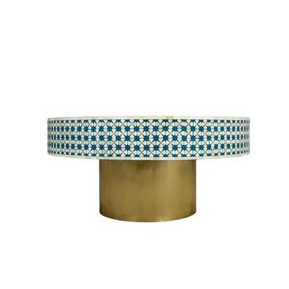 Bone Inlay Floral Grey Round Coffee Table