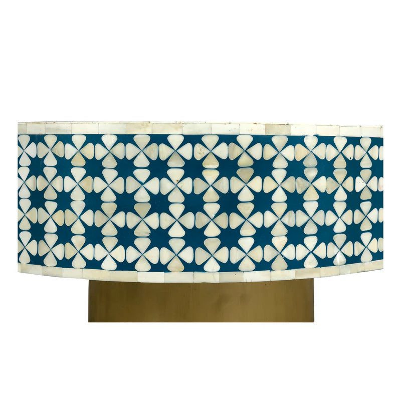 Bone Inlay Floral Grey Round Coffee Table