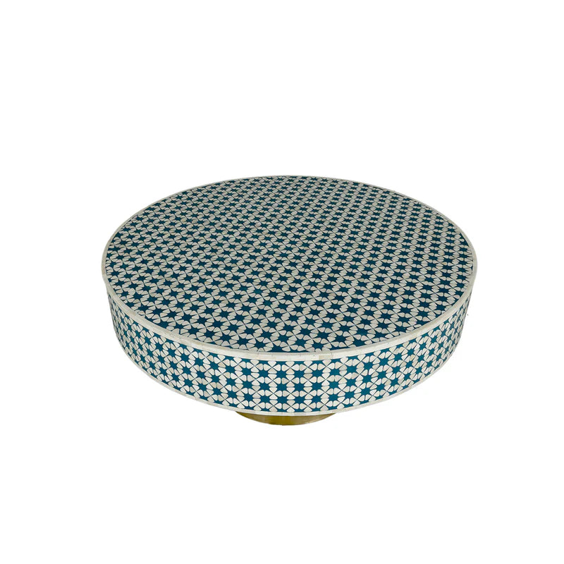 Bone Inlay Floral Grey Round Coffee Table