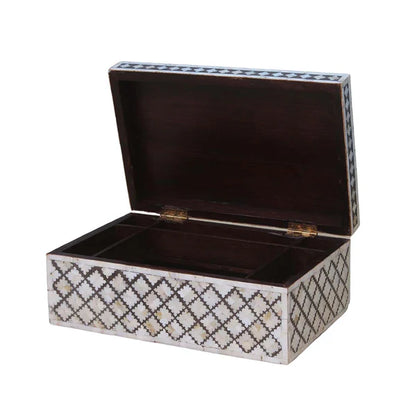 Handmade Mother Of Pearl Jewelry Box- Geometric Pattern