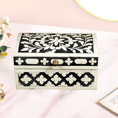 Handmade Customized Bone Inlay Floral Pattern Jewelry Box