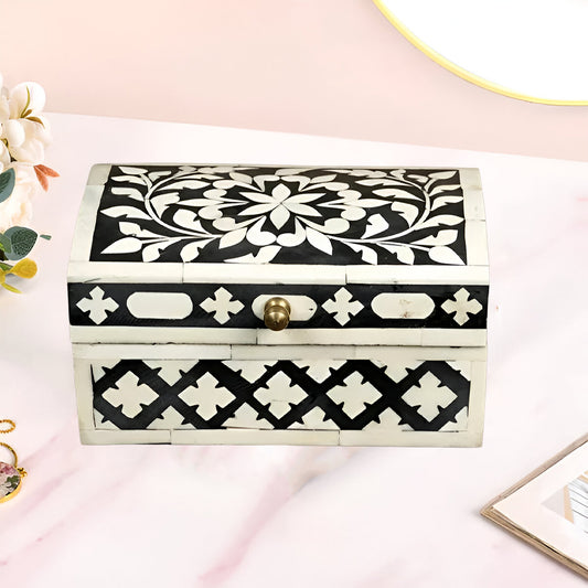 Handmade Customized Bone Inlay Floral Pattern Jewelry Box