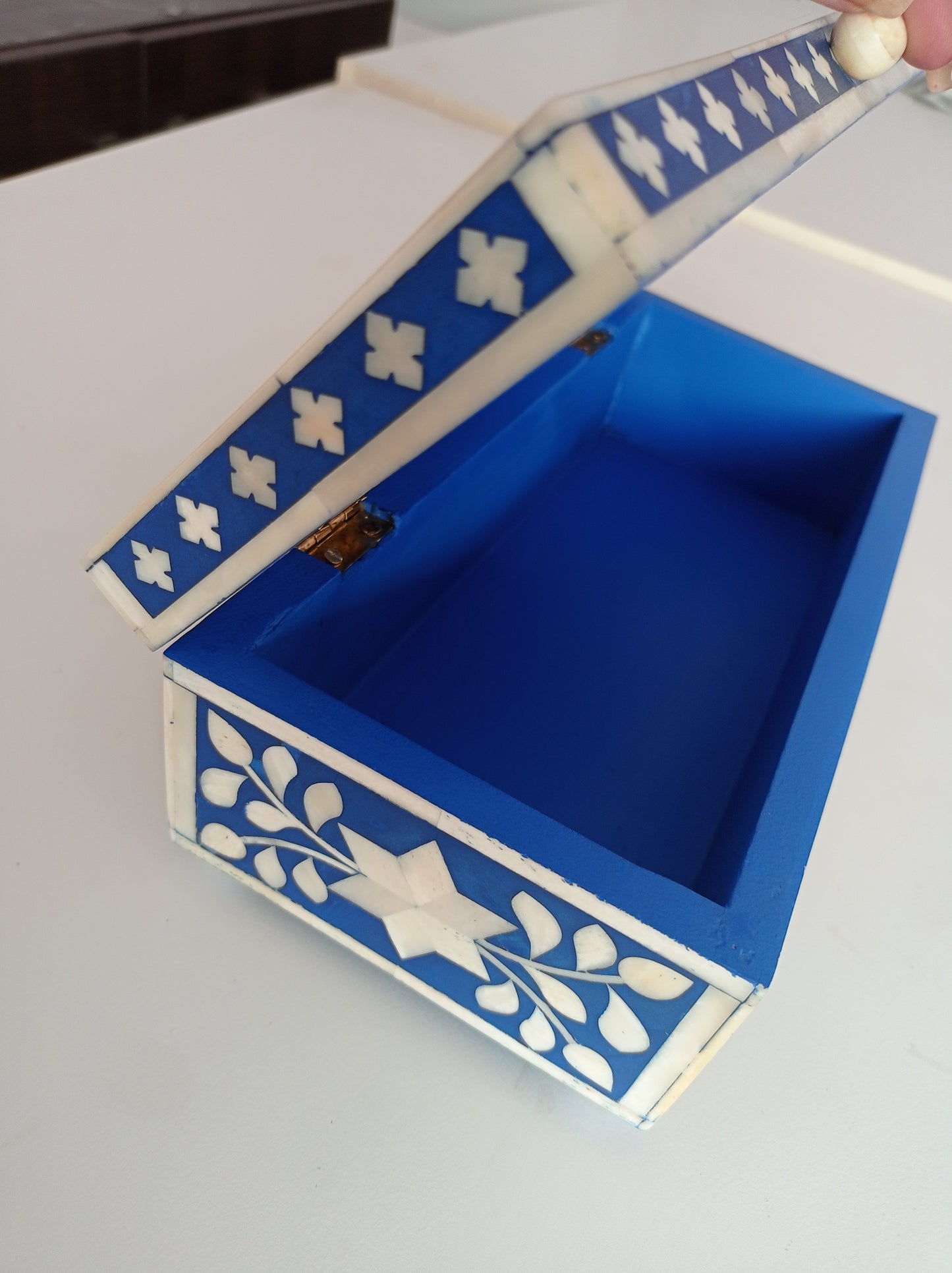 Handmade Customized Bone Inlay Floral Pattern Jewelry Box
