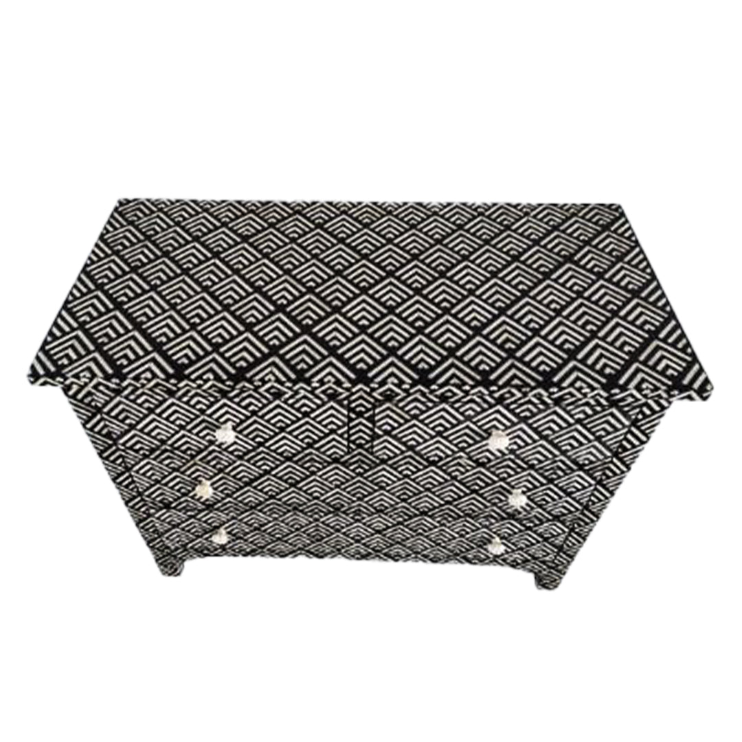 Bone Inlay Chest Of 4 Drawers , Optical Pattern In Black