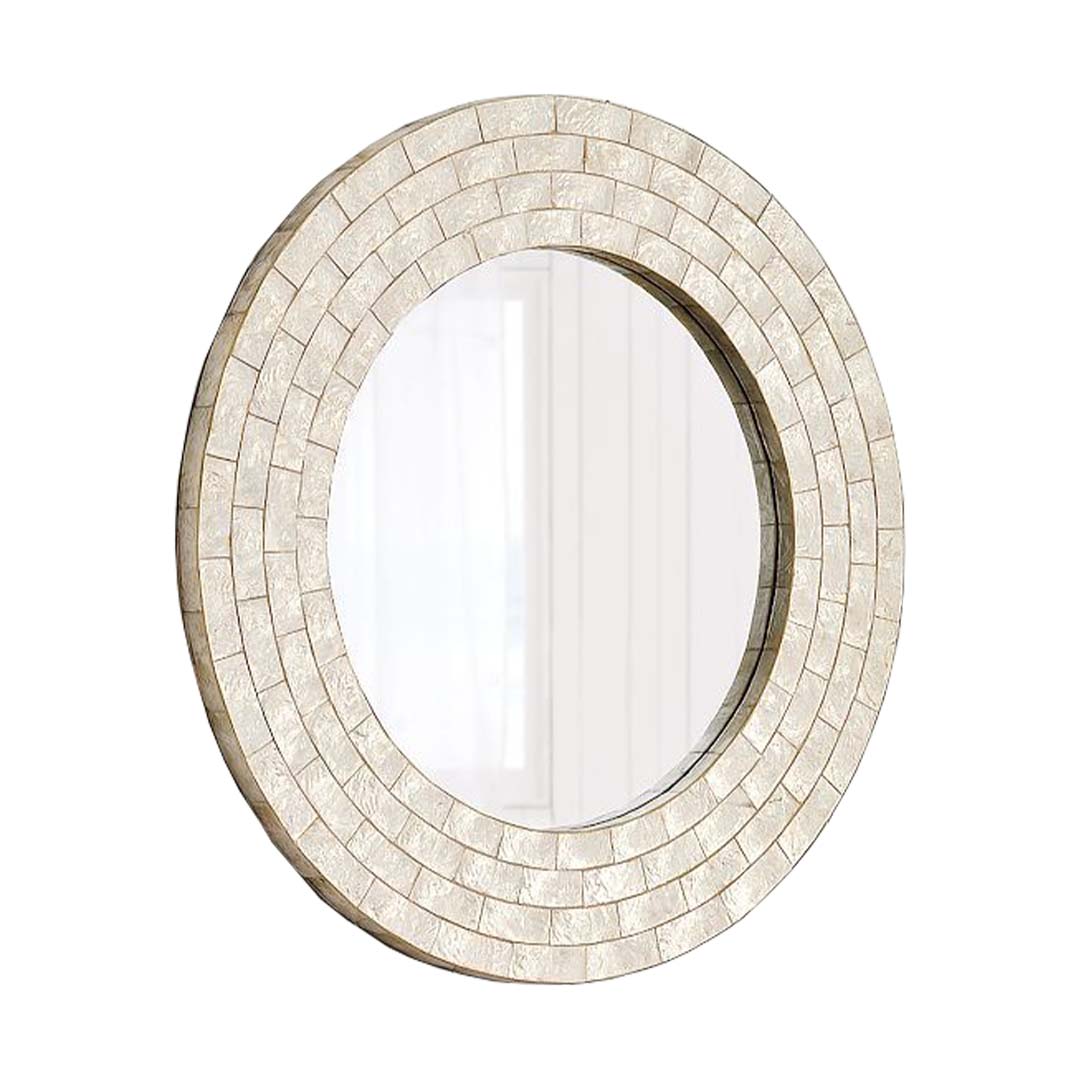 Handmade Customized Mother of Pearl Round Mirror Frame