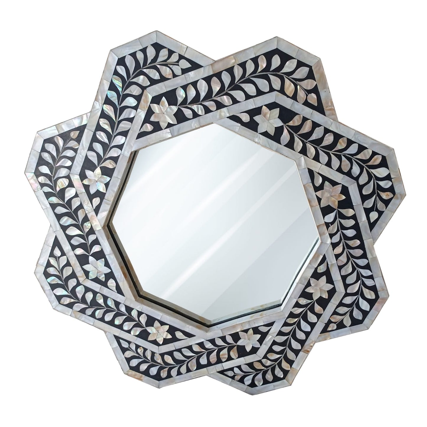 Handmade Customized Mother of Pearl Hexagonal Mirror Frame