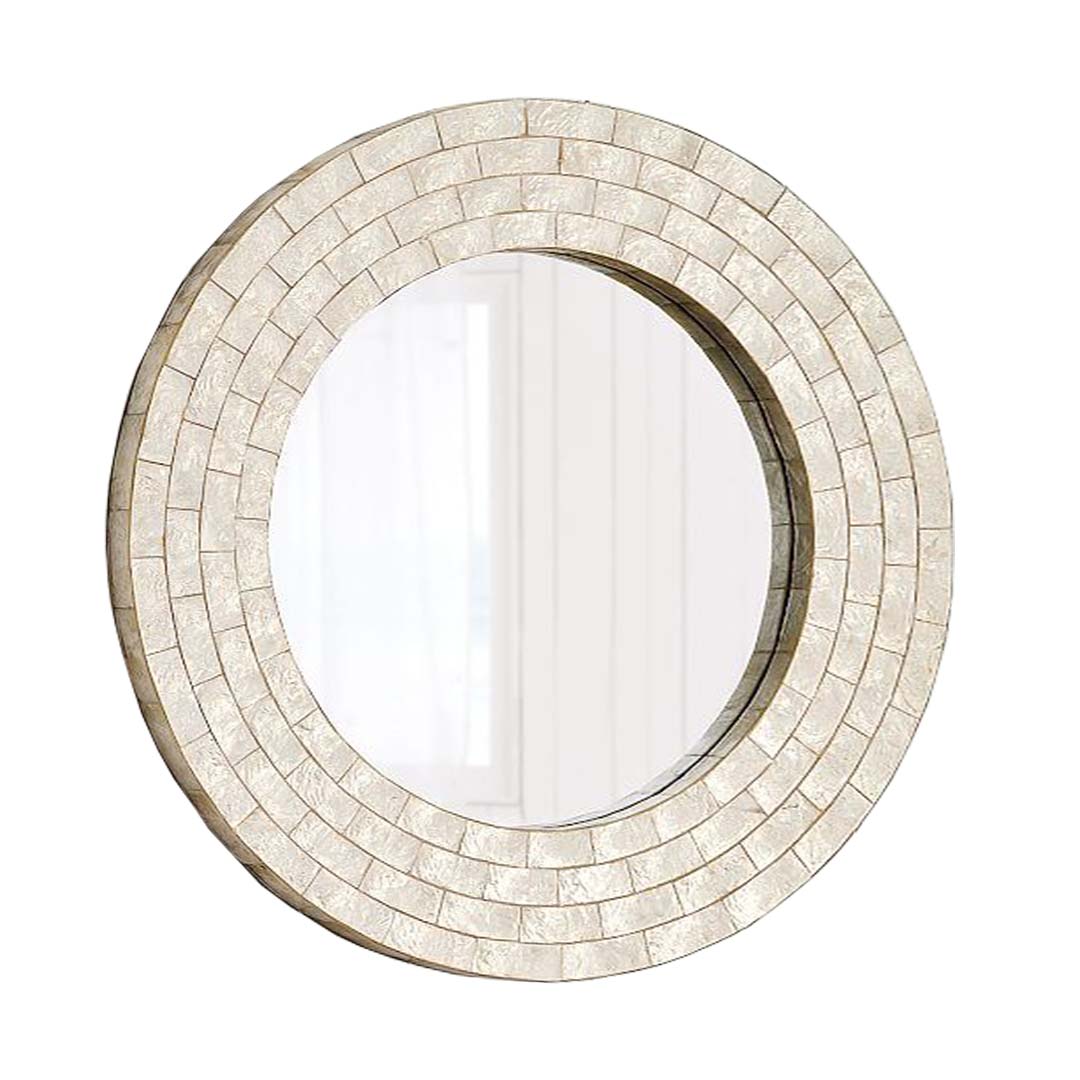 Handmade Customized Mother of Pearl Round Mirror Frame