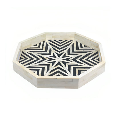 Handmade Bone Inlay Octagonal Serving Tray – Customizable Luxury Home Decor.