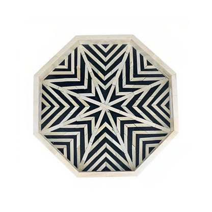 Handmade Bone Inlay Octagonal Serving Tray – Customizable Luxury Home Decor.