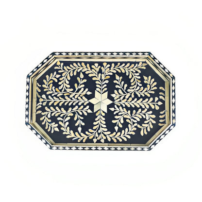 Handmade Customized Bone Inlay Rectangular Serving Tray