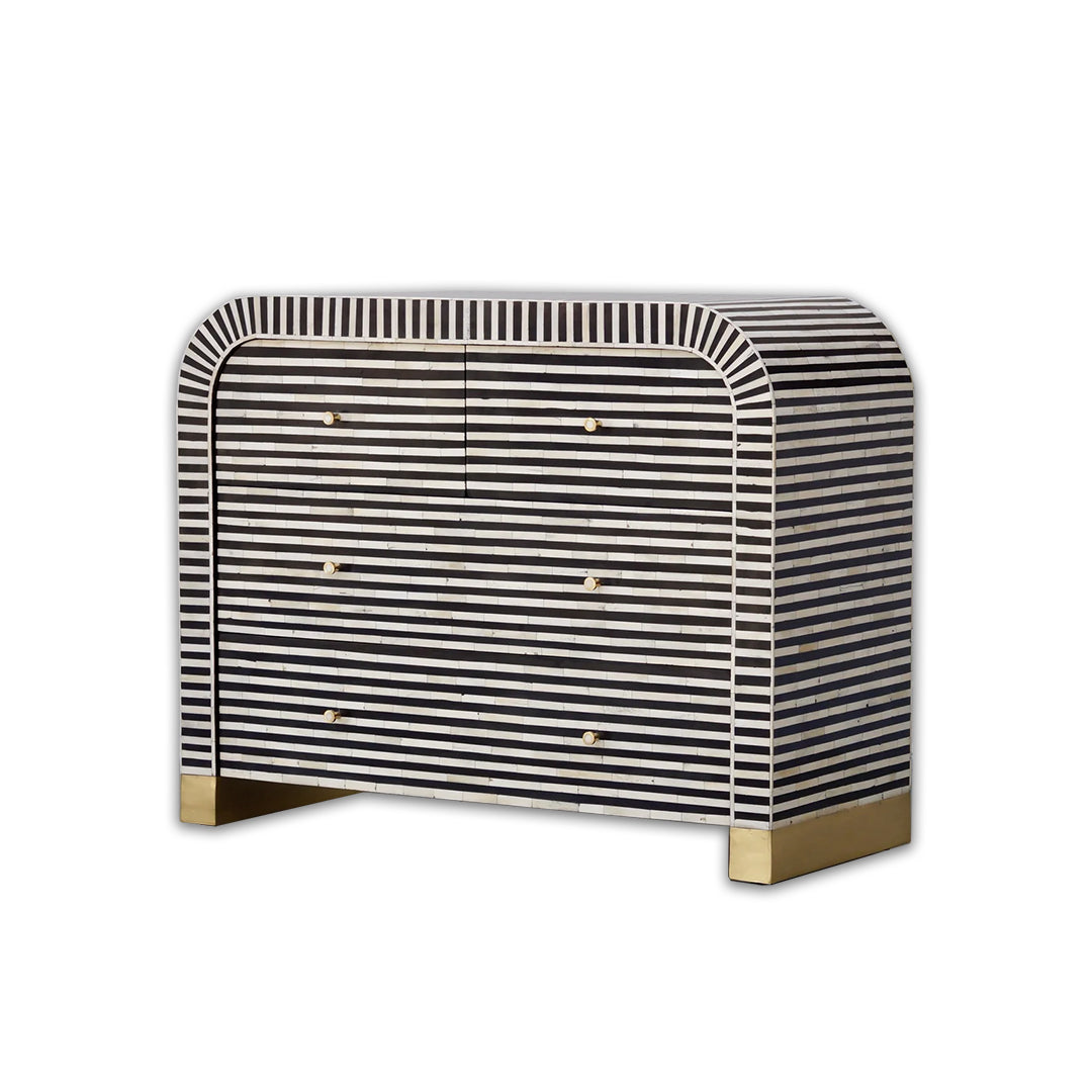 Bone Inlay Chest Of 4 Drawers/ Waterfall console - Black