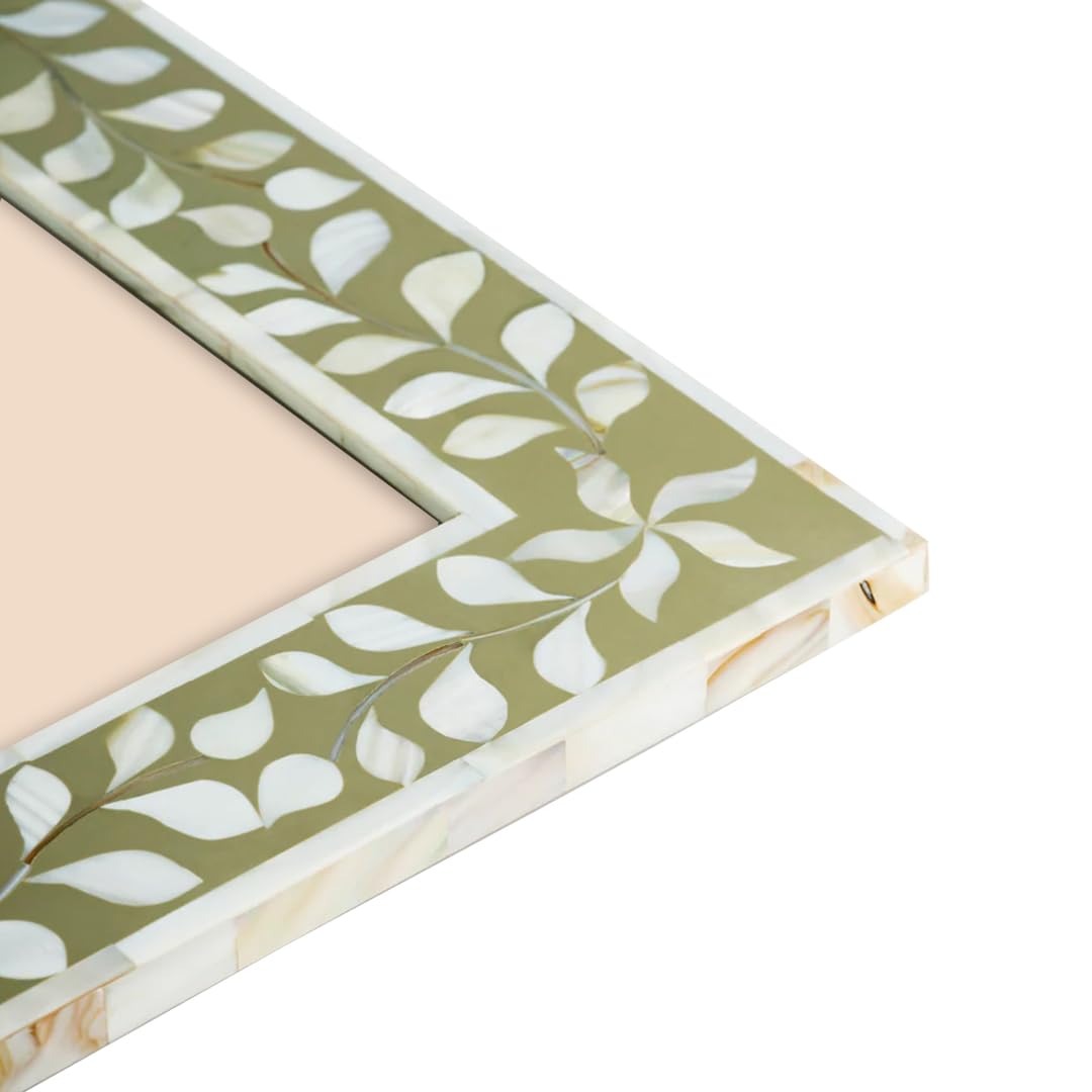 Mother Of Pearl Inlay Photo Frame- Floral/Green