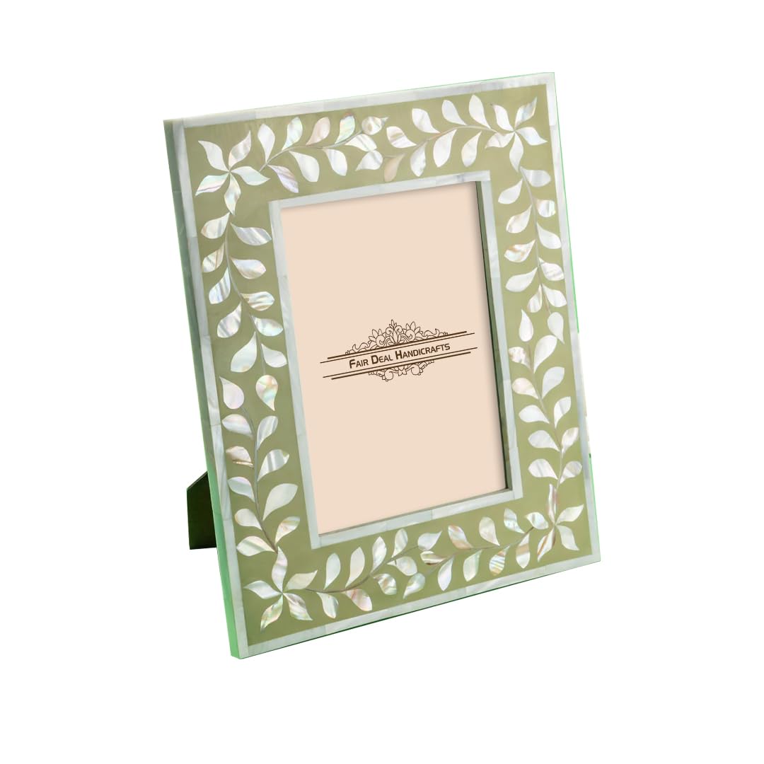 Mother Of Pearl Inlay Photo Frame- Floral/Green