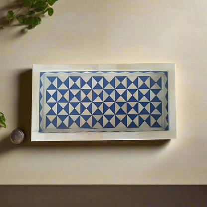 Handmade Geometric Bone Inlay Small Tray for Vanity & Decor
