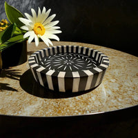 Custom Bone Inlay Round Tray in Elegant Decorative Design