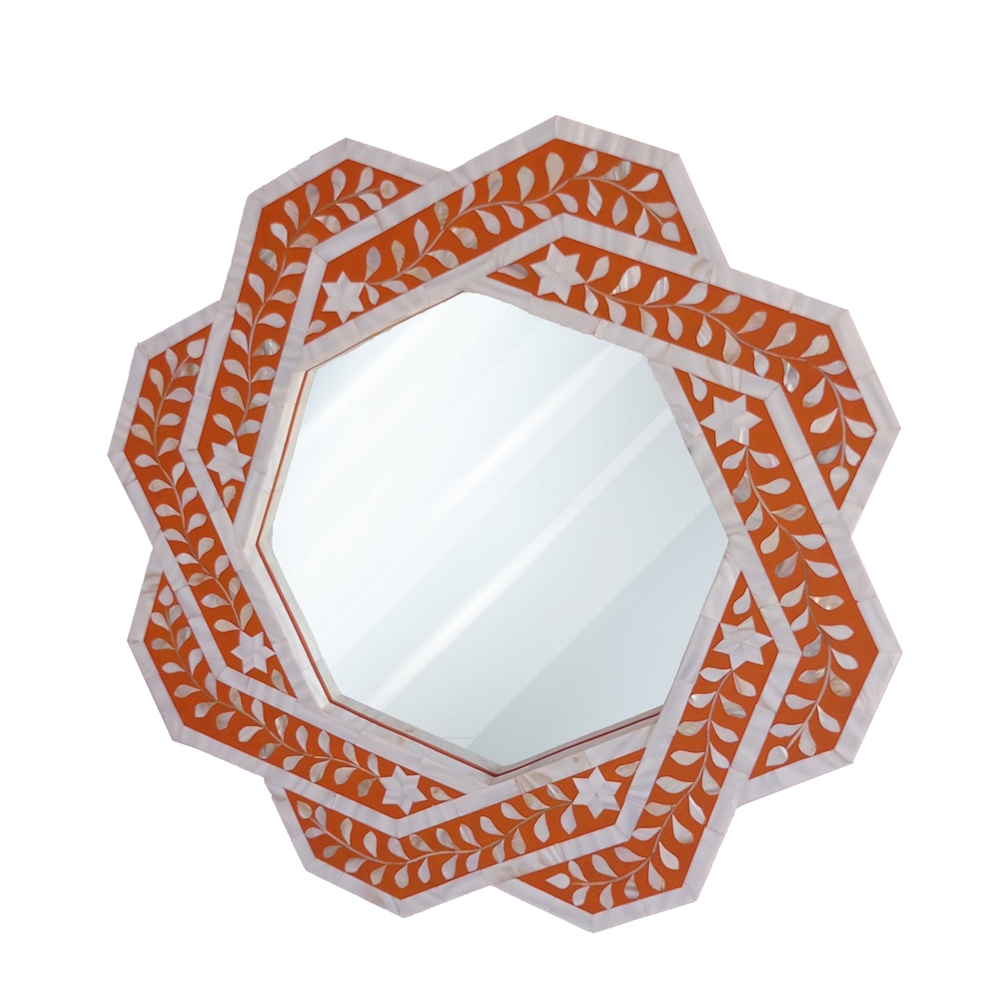 Handmade Customized Mother of Pearl Hexagonal Mirror Frame