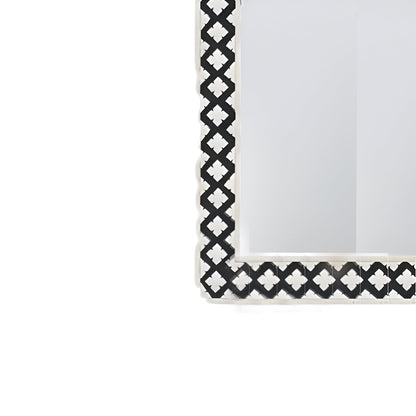 Handmade Bone Inlay Mirror Frame Zikzak Pettren Black color with Complimentary Mirror