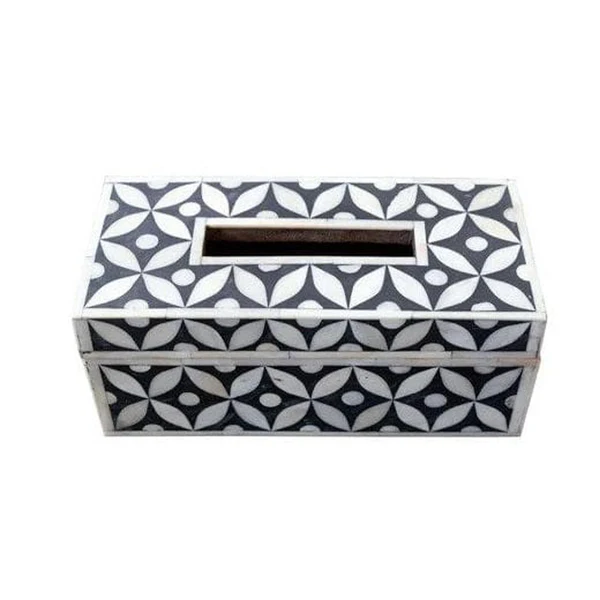 Premium handcrafted tissue box cover with Star Eye bone inlay pattern for luxury living room décor.