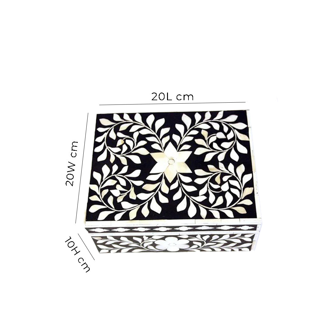 Decorative handcrafted bone inlay storage box