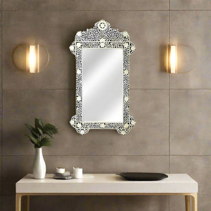 Luxury Floral Bone Inlay Wall Mirror Frame for Living RoomLuxury Floral Bone Inlay Wall Mirror Frame for Living Room