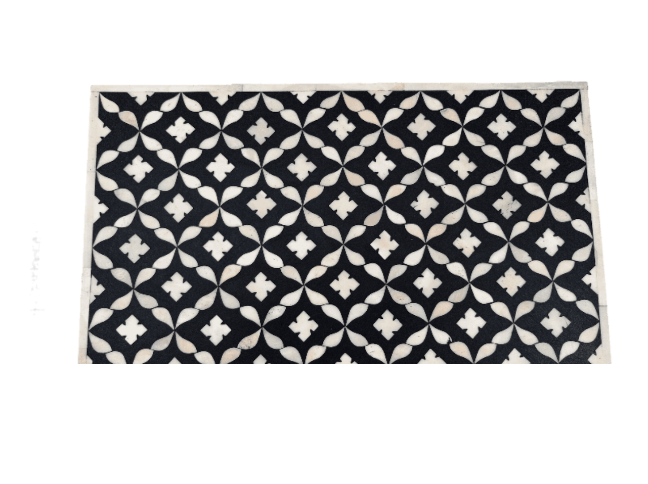 Luxury black bone inlay keepsake box with Moroccan design on a coffee tabl