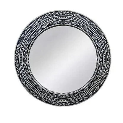 Handmade Customized Bone Inlay Round Mirror Frame with Complimentary Mirror