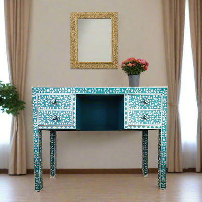 Beautiful Handmade Customized Mother of Pearl 4 Drawer Console Table