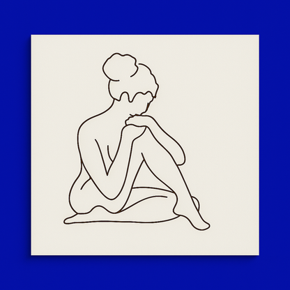 Minimalist Seated Lady – Marble Inlay Wall Art by Bone Inlay Arts