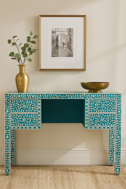 Beautiful Handmade Customized Mother of Pearl 4 Drawer Console Table