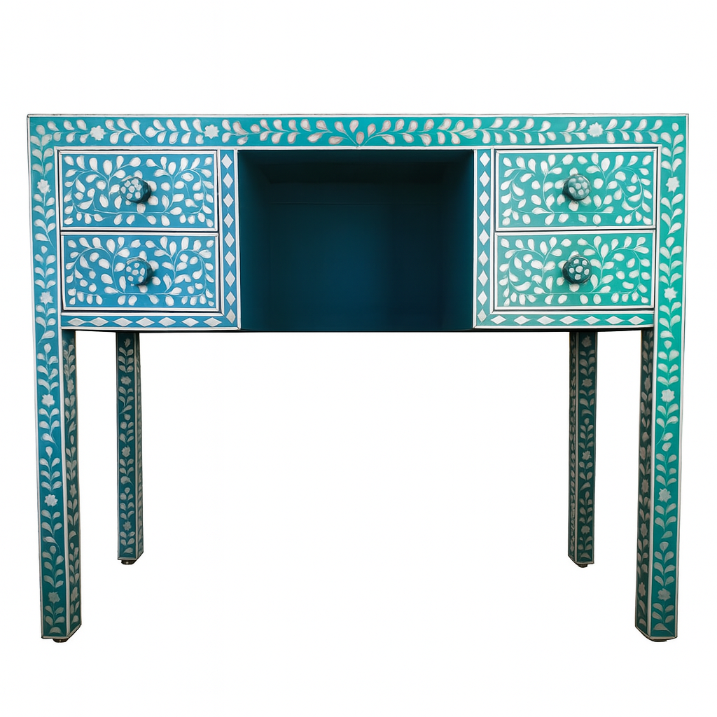 Beautiful Handmade Customized Mother of Pearl 4 Drawer Console Table