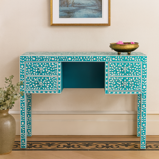Beautiful Handmade Customized Mother of Pearl 4 Drawer Console Table