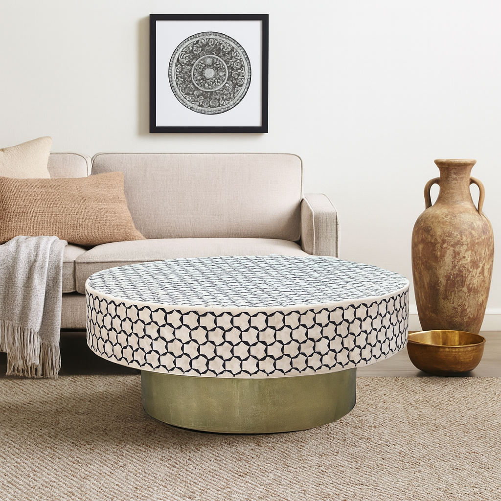 Handmade Customized Bone Inlay Coffee Table