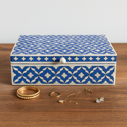 Handmade Customized Bone Inlay Moroccan Pattern Jewelry Box
