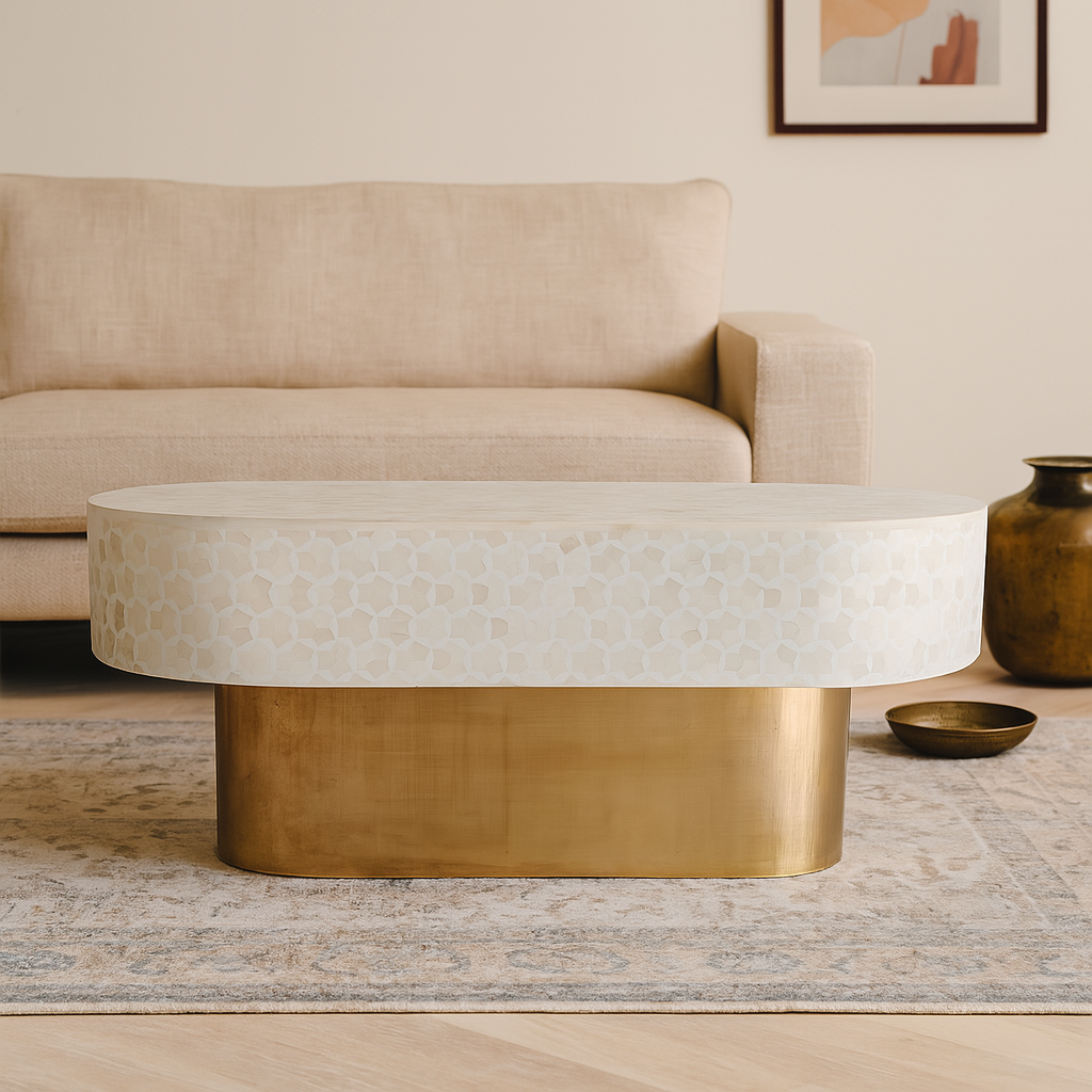 Customized Bone Inlay Coffee Table Handmade Center Table