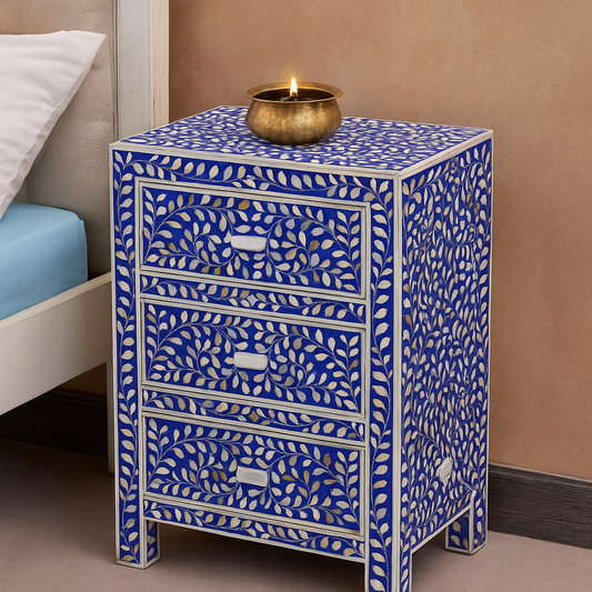 Mother of Pearl Inlay Floral Bedside/Nightstand