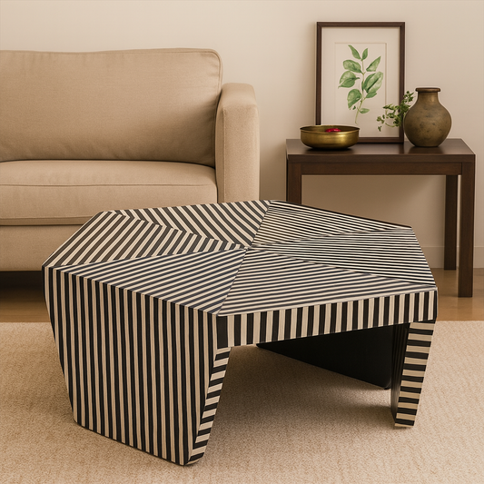 Handmade Customized Bone Inlay Zebra Pattern Coffee Table
