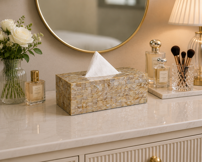 Handmade Mother of Pearl Rectangle Shape Tissue Box