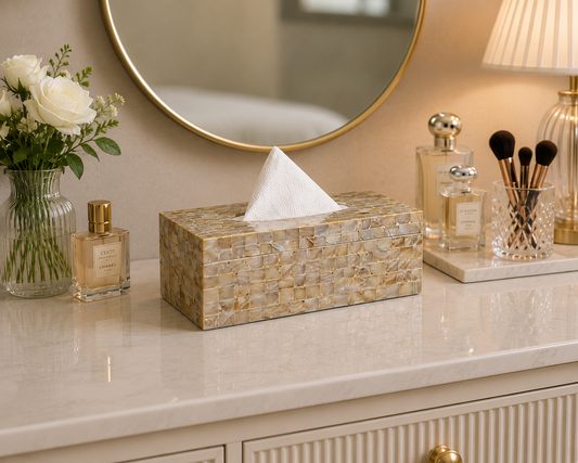Handmade Mother of Pearl Rectangle Shape Tissue Box