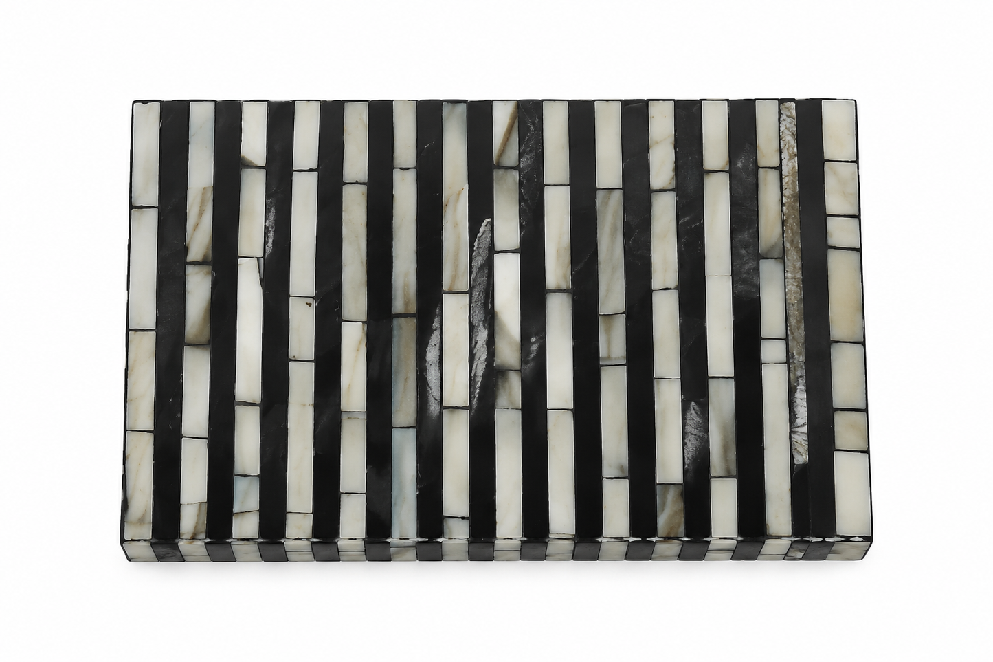 Personalized Mother of Pearl Inlay Jewelry Box with Modern Stripe Design – Luxury Handmade Keepsake Storage.