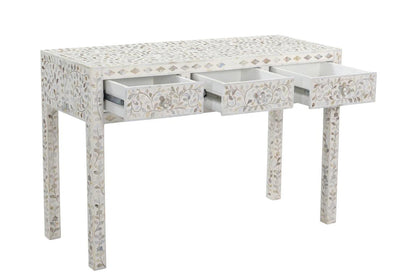 Decorative Mother of Pearl Inlay Console Table with Three Drawers