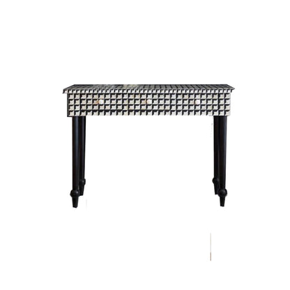 HANDMADE BLACK BONE INLAY CUBOID PATTERN CONSOLE TABLE