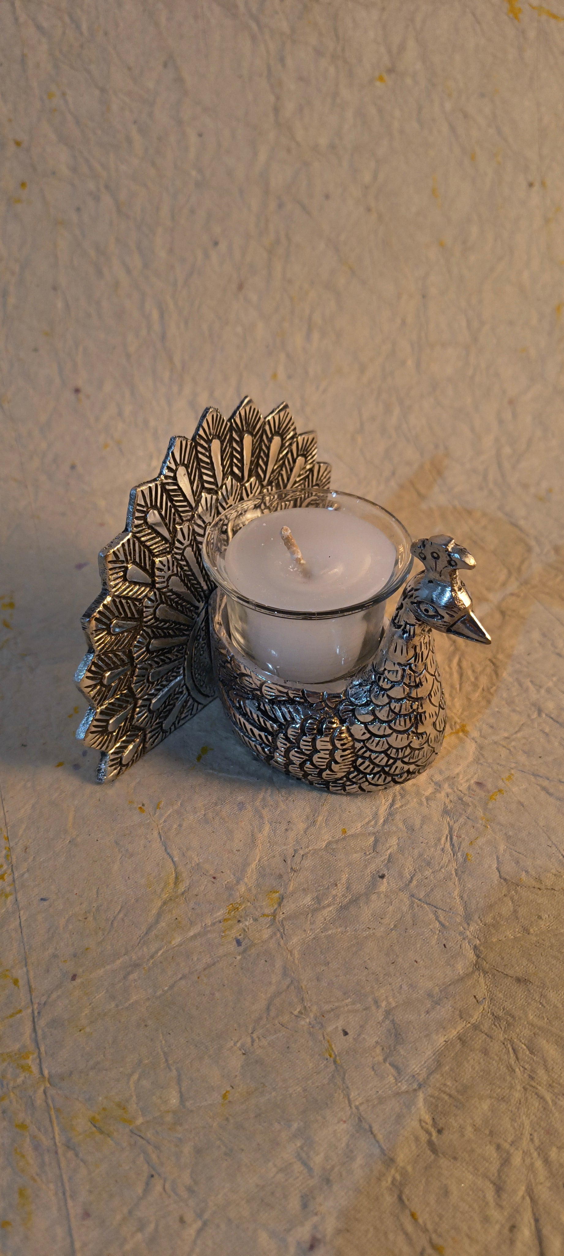 Elegant Peacock Candle Stand for Home Decor and Festive Table Styling