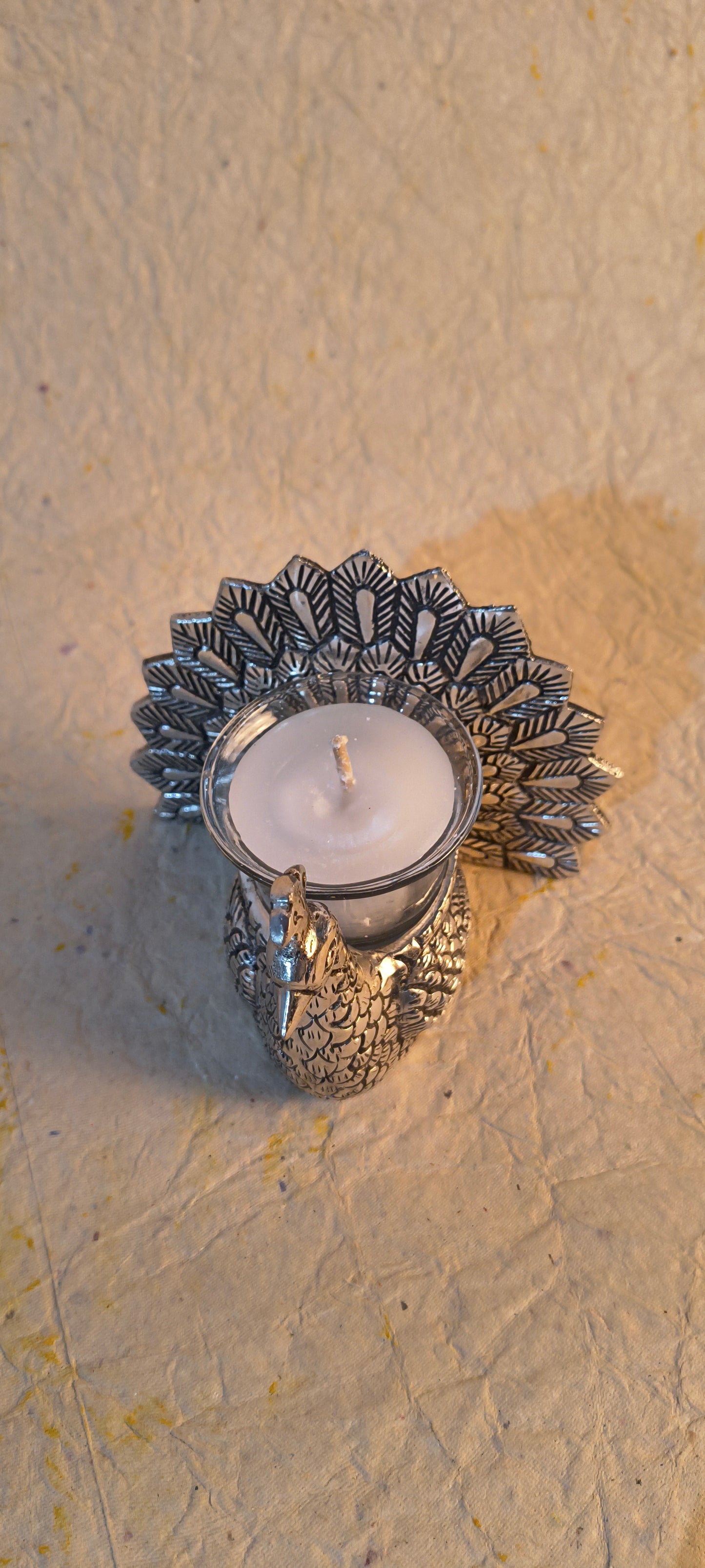 Decorative Metal Peacock Tealight Stand for Diwali and Home Decoration