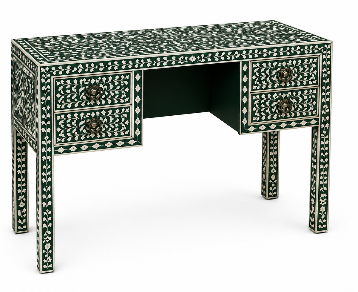 Floral Mother of Pearl Inlay Study Desk Handmade in India
