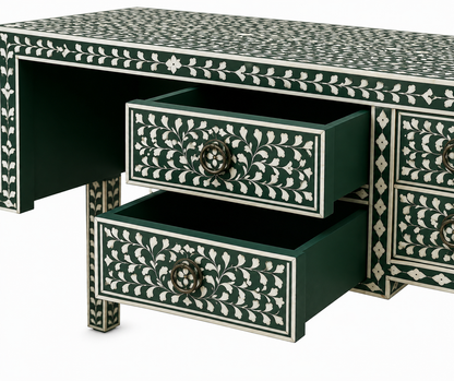 Floral Mother of Pearl Inlay Study Desk Handmade in India