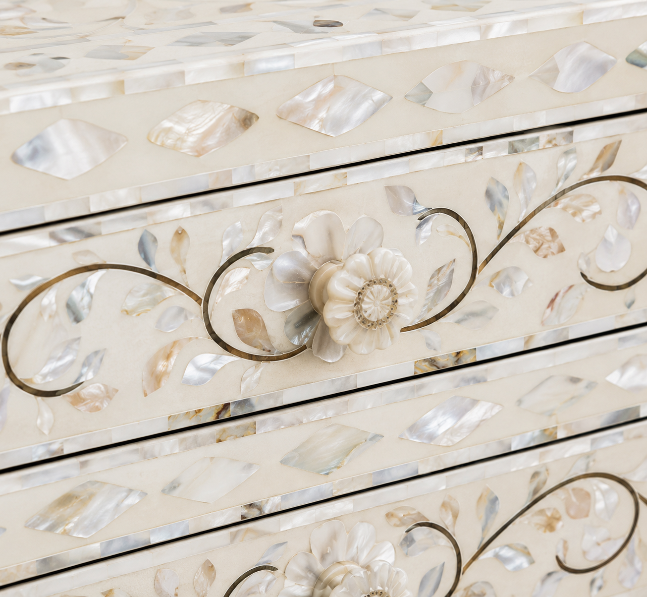 Floral Vine Mother of Pearl Inlay Furniture Detail