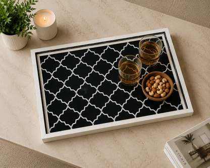 Decorative Handmade Bone Inlay Tray for Table Styling & Serving