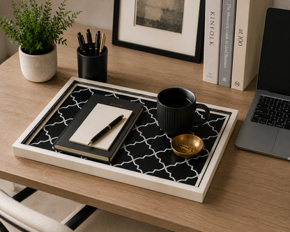 Decorative Handmade Bone Inlay Tray for Table Styling & Serving