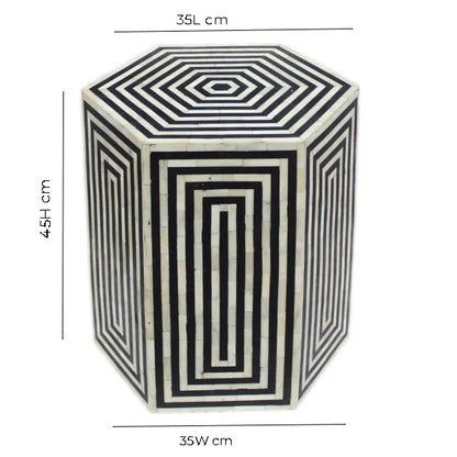 Handmade Customized Bone Inlay Hexagonal Stool